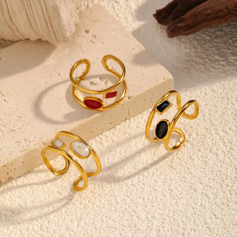 Women Fashion 304 Stainless Steel Geometric Open Ring