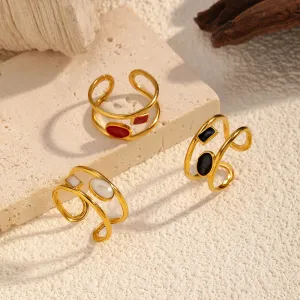 Women Fashion 304 Stainless Steel Geometric Open Ring