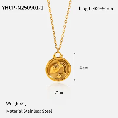 Women's Fashion Plated Twelve Constellation Round 304 Stainless Steel Pendant Necklace
