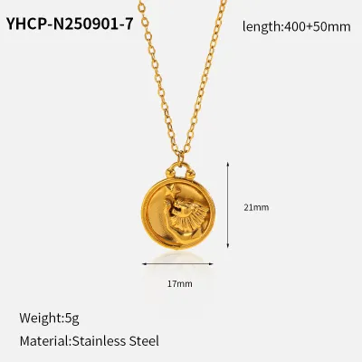 Women's Fashion Plated Twelve Constellation Round 304 Stainless Steel Pendant Necklace