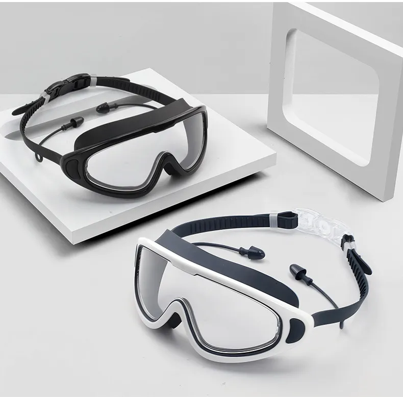 Fashion Flat Light Large Frame Hd Waterproof Anti-Fog Swimming Goggles