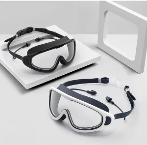 Fashion Flat Light Large Frame Hd Waterproof Anti-Fog Swimming Goggles