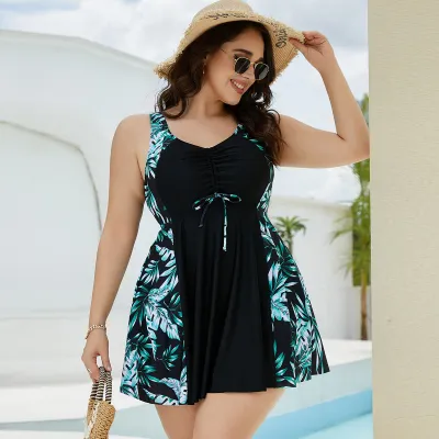 Women Fashion Sexy Plus Size Printed Tankini Swimsuit