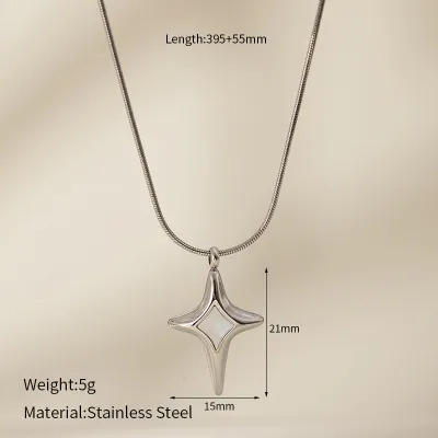Women Fashion Simple Natural Star Pendant Necklace 304 Stainless Steel