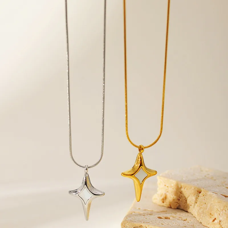 Women Fashion Simple Natural Star Pendant Necklace 304 Stainless Steel