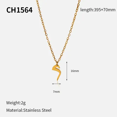 Women Simple 18k Arabic Letter Pendant 304 Stainless Steel Necklace