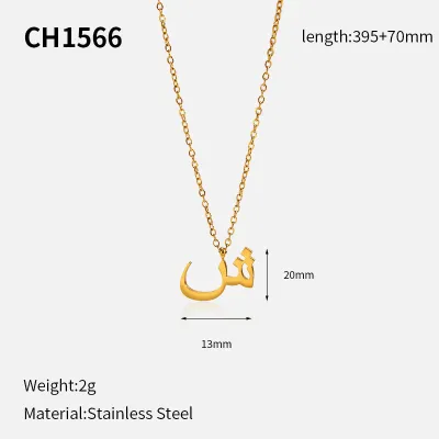 Women Simple 18k Arabic Letter Pendant 304 Stainless Steel Necklace