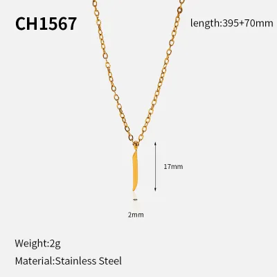 Women Simple 18k Arabic Letter Pendant 304 Stainless Steel Necklace