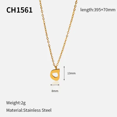 Women Simple 18k Arabic Letter Pendant 304 Stainless Steel Necklace
