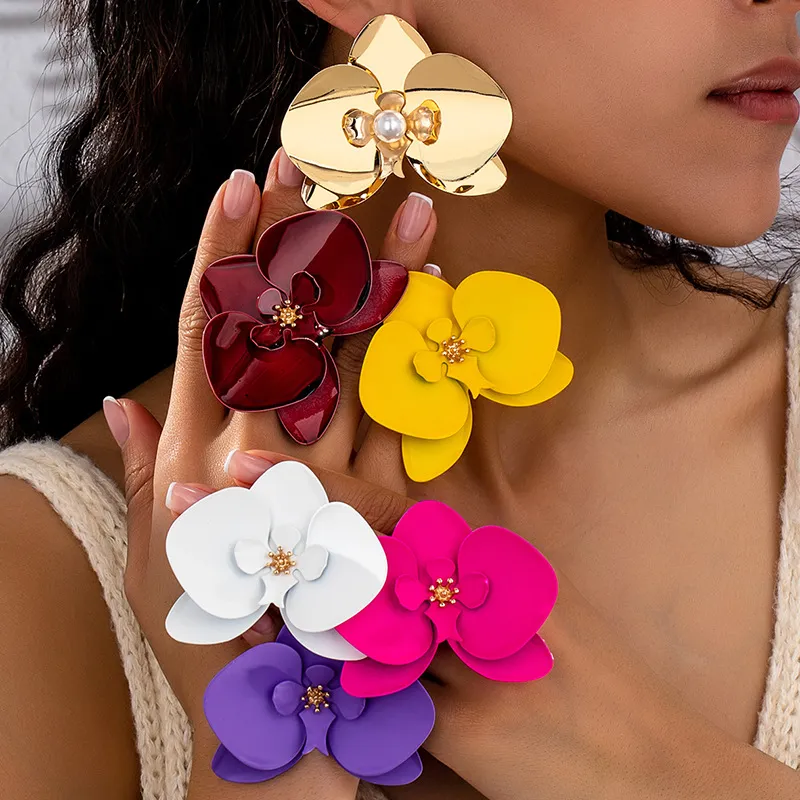 Women Fashion Retro Multi-Layer Petal Earrings Unique Design Light Luxury Alloy