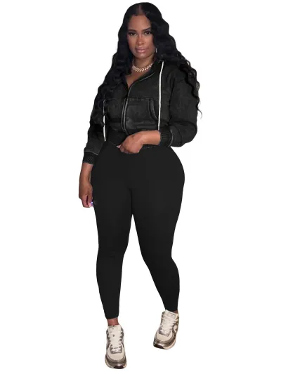Women Fashion Casual Solid Color Velvet Long-Sleeve Hoodies Tight Pants Two-Piece Set