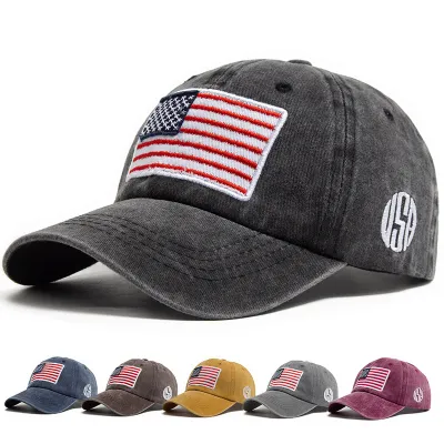 Gorra de béisbol informal de moda para hombre con bandera estadounidense bordada