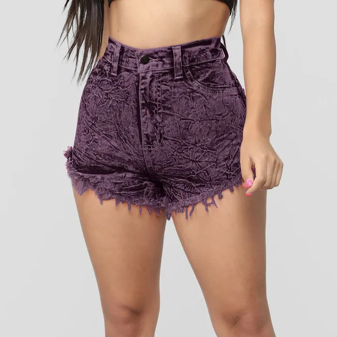 Women Fashion Sexy High Waist Washed Denim Shorts