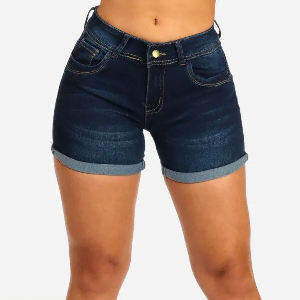 Women Fashion Sexy Simple Button Denim Shorts