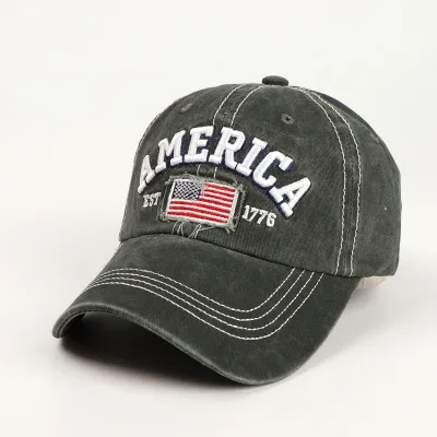 Men's Fashion Casual Washed Denim Embroidered Baseball Cap
