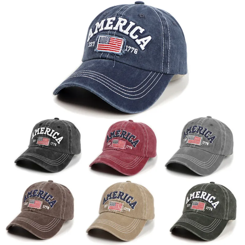 Men's Fashion Casual Washed Denim Embroidered Baseball Cap