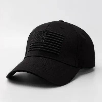 Men Fashion Casual Solid Color American Flag Embroidered Baseball Cap
