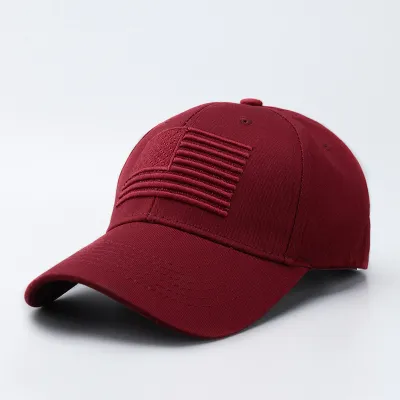 Men Fashion Casual Solid Color American Flag Embroidered Baseball Cap