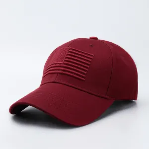 Men Fashion Casual Solid Color American Flag Embroidered Baseball Cap