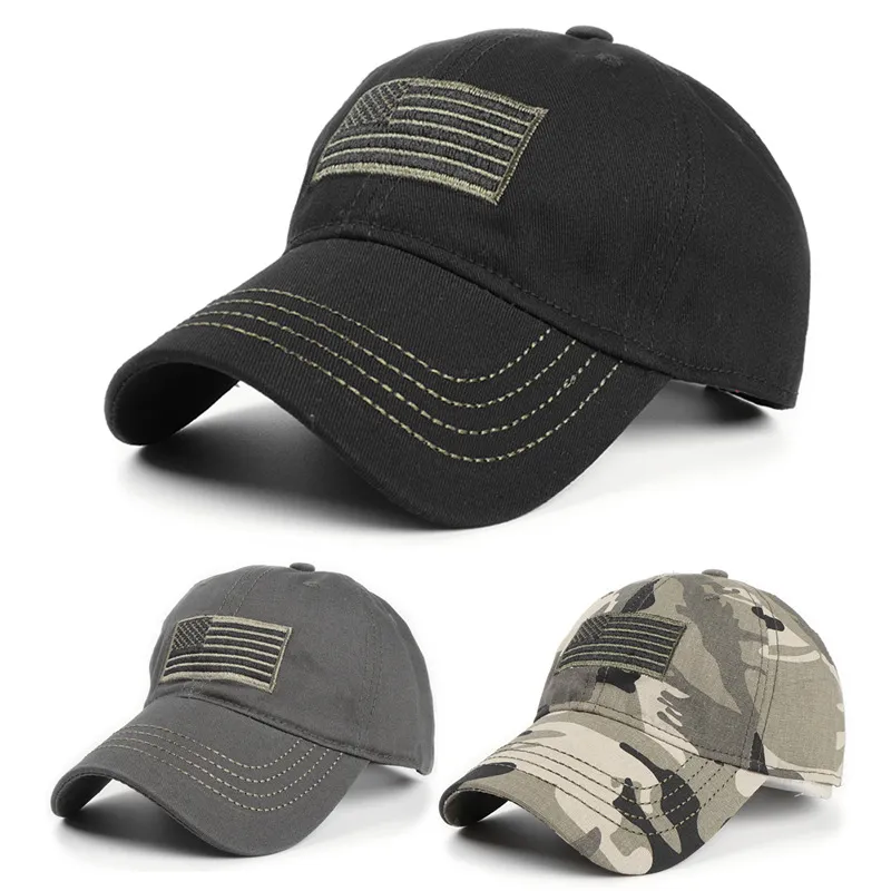 Men Fashion Casual American Flag Camouflage Baseball Cap Cotton