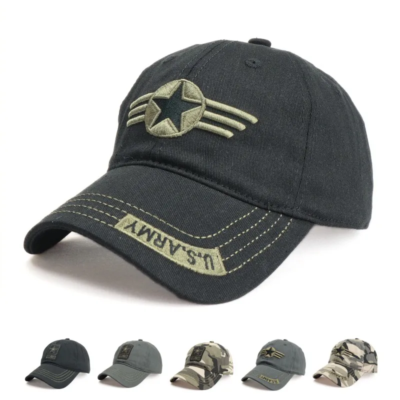Men Fashion Casual Embroidered Five-Pointed Star Camouflage Baseball Cap