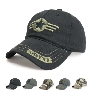 Men Fashion Casual Embroidered Five-Pointed Star Camouflage Baseball Cap
