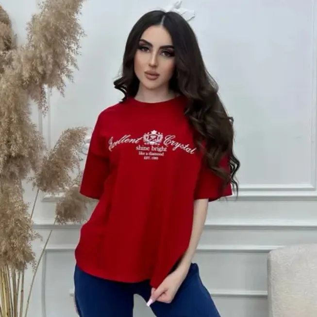Women Fashion Casual Printed Short-Sleeve Loose T-Shirt