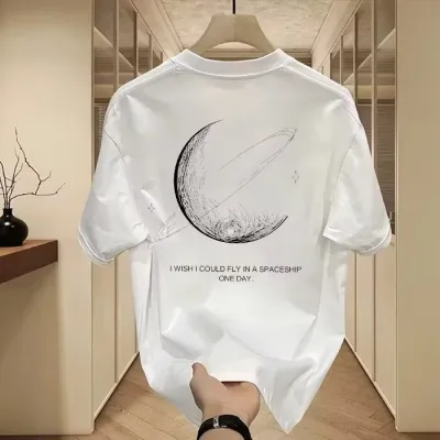 Men's Fashion Casual Pure Cotton Printed Round Neck Short-Sleeve T-Shirt