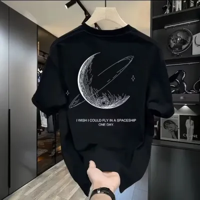 Men's Fashion Casual Pure Cotton Printed Round Neck Short-Sleeve T-Shirt