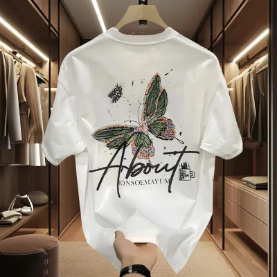 Men’s Fashion Casual Cotton Printed Round-Neck Short-Sleeve T-Shirt