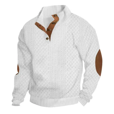 Men's Fashion Jacquard Vertical Collar Long Sleeve Slim Fit Sweater