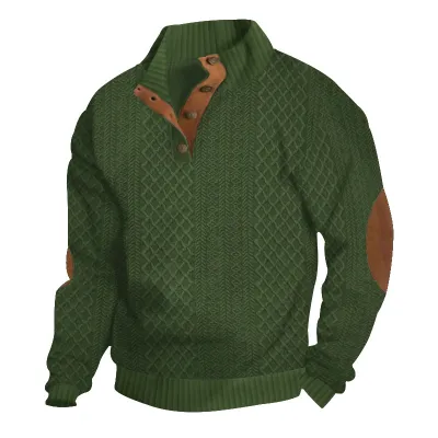 Men's Fashion Jacquard Vertical Collar Long Sleeve Slim Fit Sweater