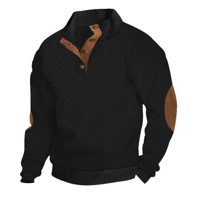 Men's Fashion Jacquard Vertical Collar Long Sleeve Slim Fit Sweater