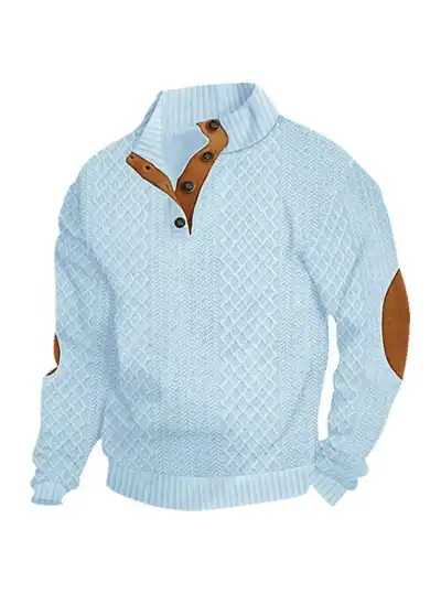 Men's Fashion Jacquard Vertical Collar Long Sleeve Slim Fit Sweater