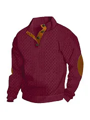 Men's Fashion Jacquard Vertical Collar Long Sleeve Slim Fit Sweater