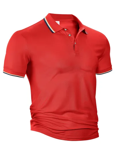 Men's Fashion Casual Lapel Short-Sleeve Loose Breathable Polo Shirt