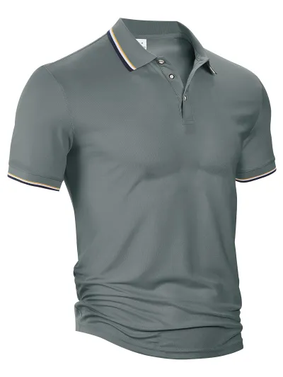Men's Fashion Casual Lapel Short-Sleeve Loose Breathable Polo Shirt