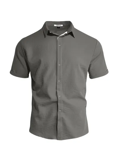 Men's Fashion Casual Solid Color Lapel Cardigan Long Sleeve Shirt
