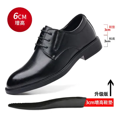 Men's Casual Business Solid Color Leather Shoes with Round Toe
