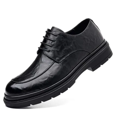 Men's Fashion Casual Round-Toe Business Leather Shoes Low Top