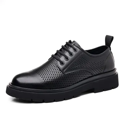 Men's Fashion Casual Solid Color Round-Toe Mid-Calf Boots Regenerated Leather Square Heel Shoes