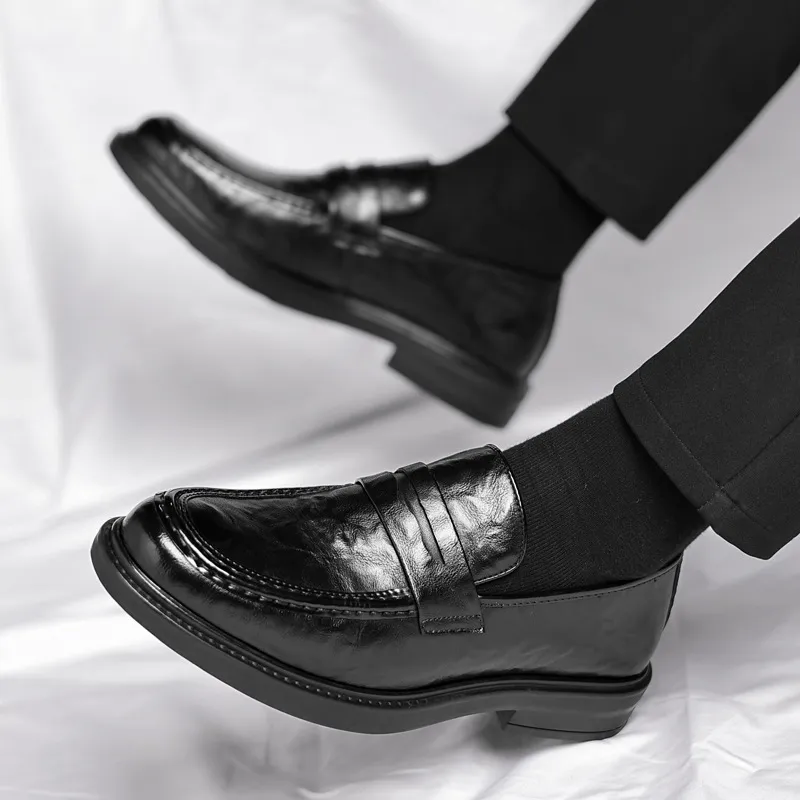 Men's Vintage Casual Business Slip-On Leather Shoes Low Top