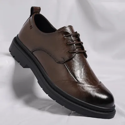 Men's Fashion Business Round-Toe Regenerated Leather Shoes Low Top