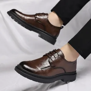 Men's Fashion Business Round-Toe Regenerated Leather Shoes Low Top