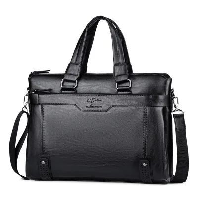 Men's Fashion Casual Soft PU Leather Laptop Briefcase Shoulder Bag 16 Inch Business Commuting