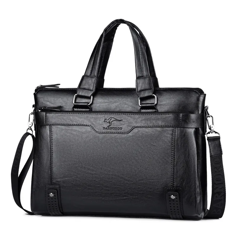 Men's Fashion Casual Soft PU Leather Laptop Briefcase Shoulder Bag 16 Inch Business Commuting