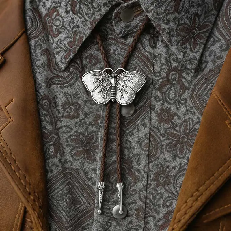 Men's Fashion Retro Butterfly Pendant Bolo Tie Necklace