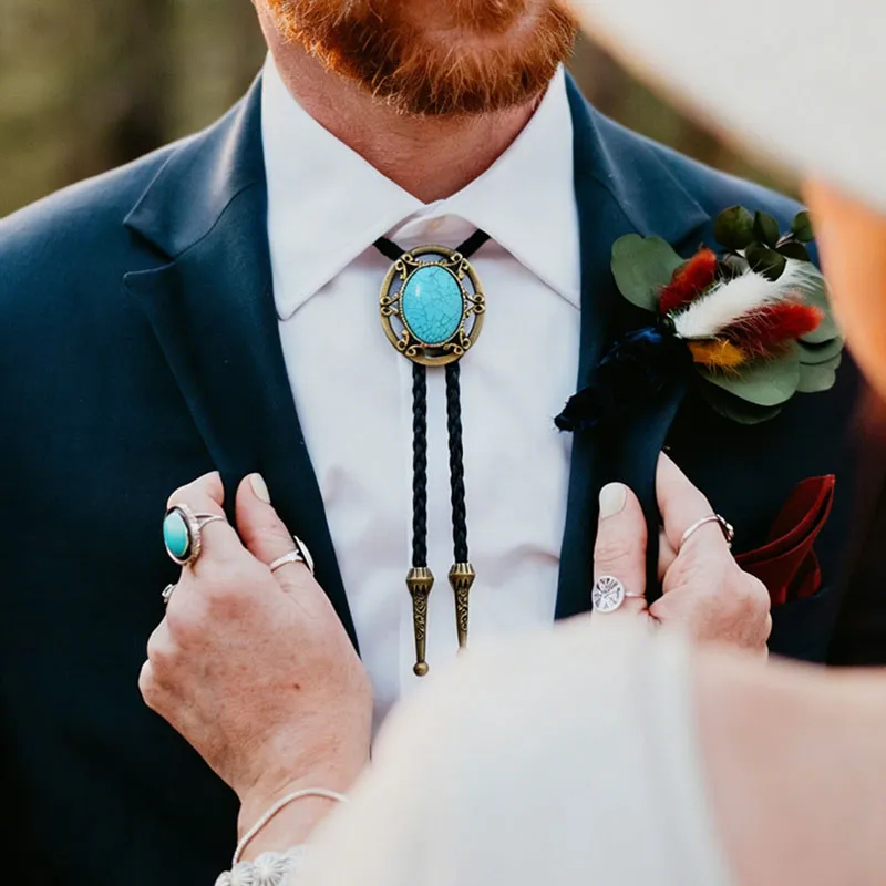 Men Fashion Retro Boho Braided Rope Adjustable Bolo Tie Necklace