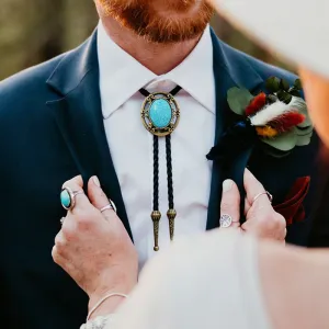 Men Fashion Retro Boho Braided Rope Adjustable Bolo Tie Necklace