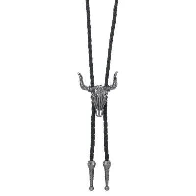 Men Fashion Retro Bull Head Pendant Adjustable Bolo Tie Necklace
